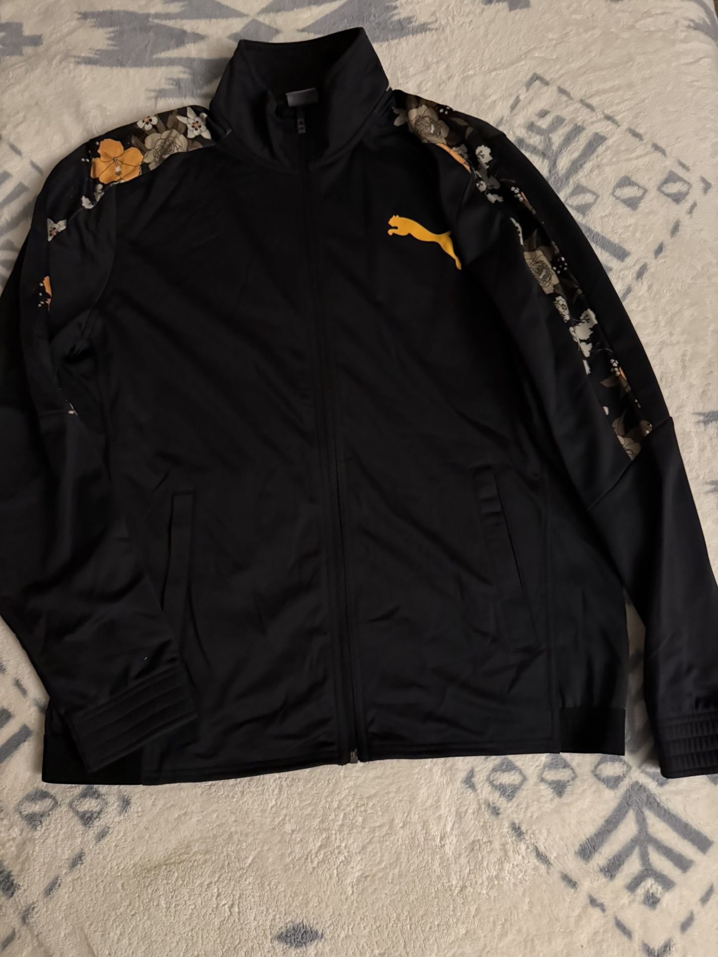 Puma Never Used - Looks Black Zip Up Track Jacket Us Large