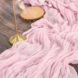 5pcs pink cheesecloth table runners, Table runner Decoration for Weddings, event, wedding, Home Dec
