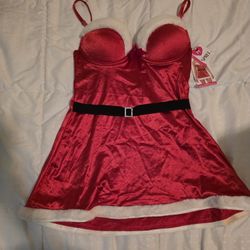  Red Santa's Helper Chemise Dress Lingerie