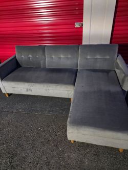 *Free delivery* L right side chaise sotrage bed couch storage suede like Comfortable soft