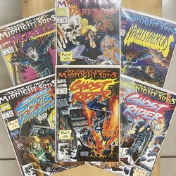 Marvel Comics Rise of the Midnight Sons Crossover Event (1992) Parts 1-6 Complete Set includes Ghost Rider, Blaze, Morbius, Darkhold, & Nightstalkers