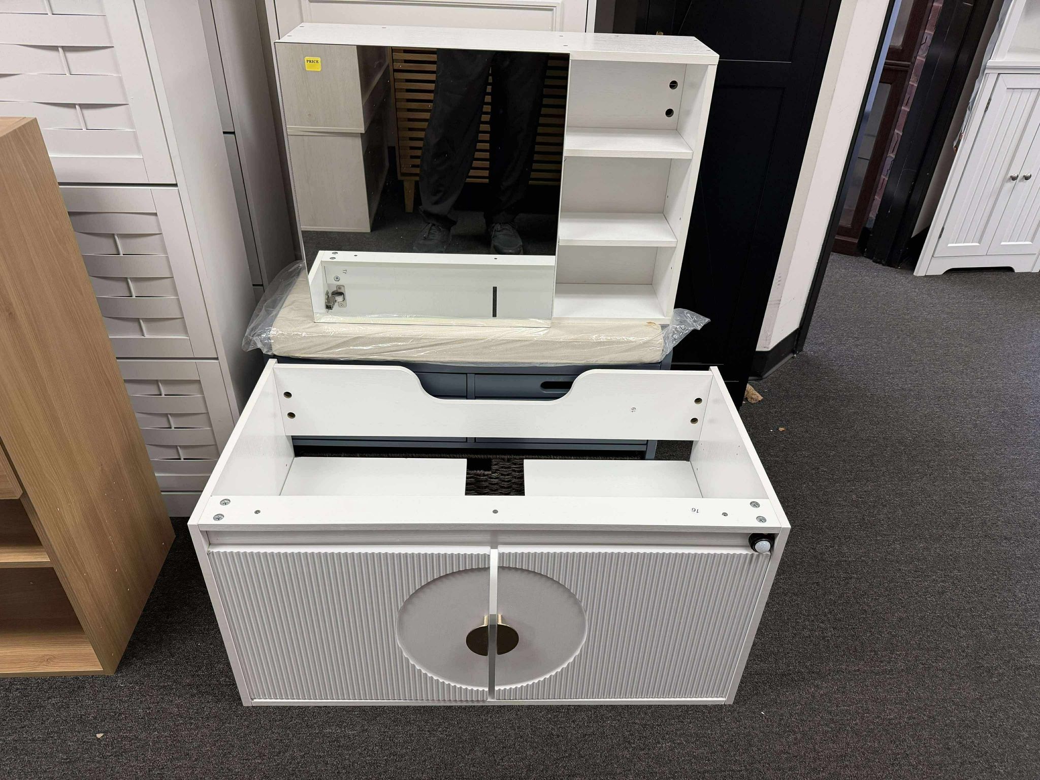 IRONCK Floating Bathroom Vanity,Mirror Medicine Cabinet,30 Inches(Sink not included,scratches)