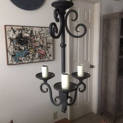 Wrough iron 3 arm chandelier