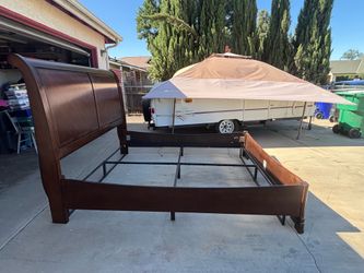 Cal King Sleigh bed frame with metal frame