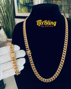 Cuban Link Chain and Bracelet Set