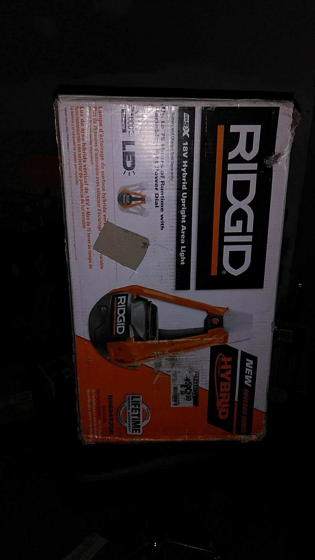 Ridgid 18-Volt Hybrid Upright Area Light (Tool Only)Bnib $60