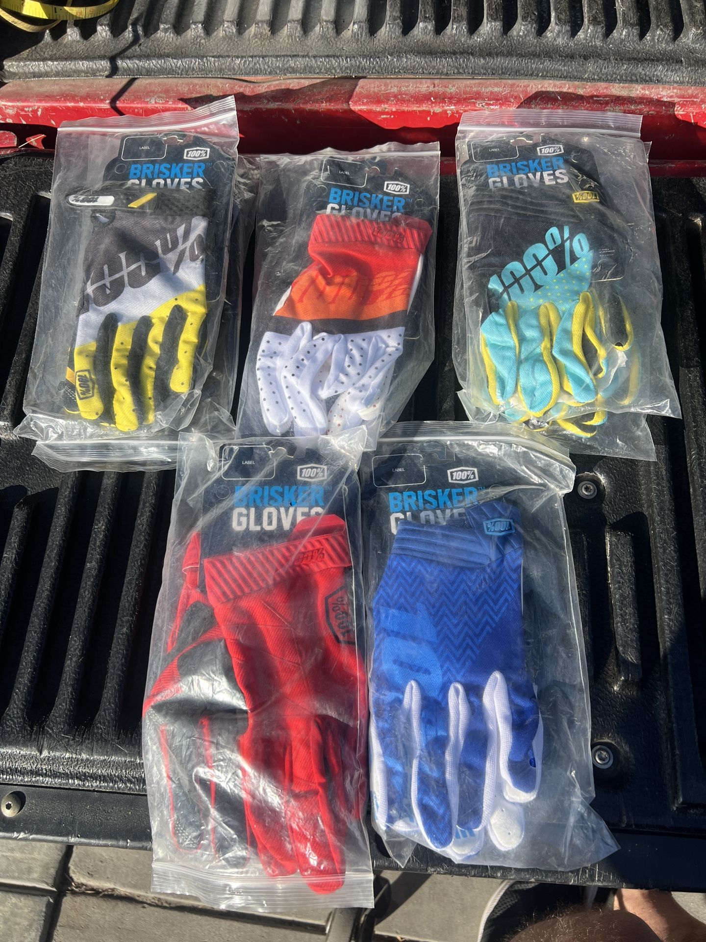 100% Gloves size Adult XL blue red yellow black brisker moto motorcycle