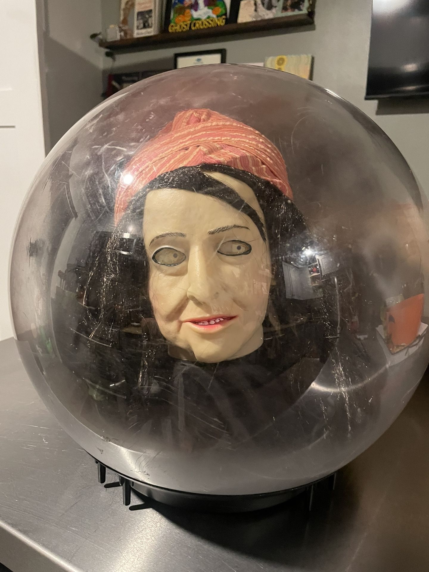 Vintage Gypsy Halloween Animated Spirit Ball Fortune Teller/Gypsy 14” Works
