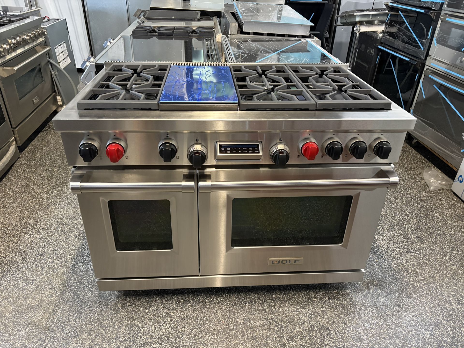 Stainless Steel Wolf Range Stove 48” Dual Fuel With Griddle