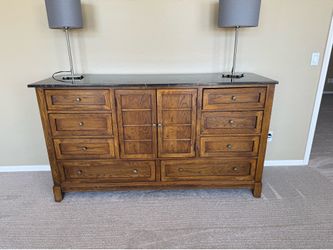 Large Oak Dresser with Stone Top