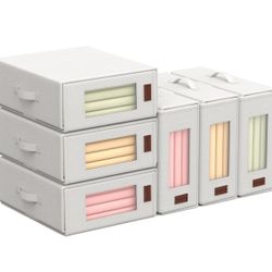 Sheet Organizers and Storage - 6 Pack Bed Sheet Organizers for All Sheet Sizes, Including Queen/King Size Blankets, Foldable Blanket Organizer/Sheet S