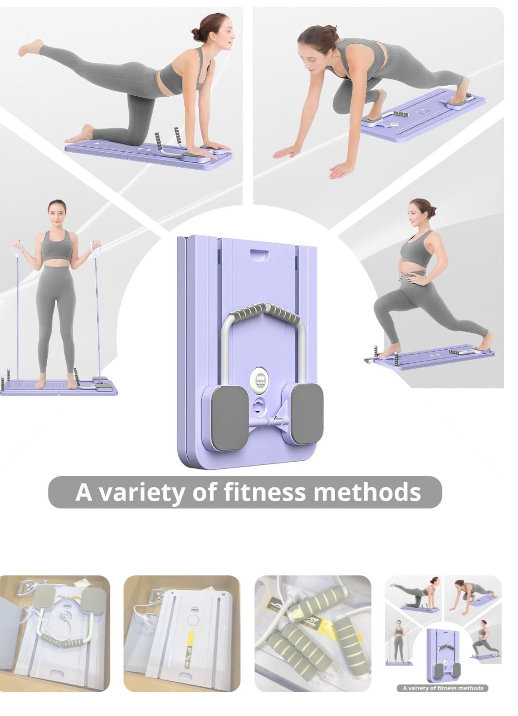 JANUA Pilates Board - 2024 Pilates Reformer Set, Multi-Purpose Foldable Pilates Reformer Board for Home, 5 in 1 Pilates Sliding Board (Purple)