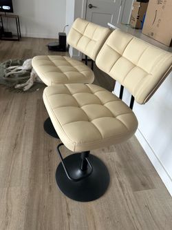 Set of Leather Bar/Kitchen Stools