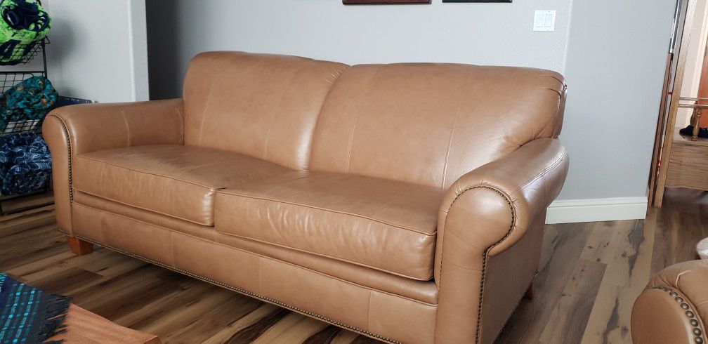 Broyhill  Brown Leather Sofa