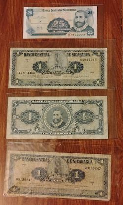 Nicaragua Nicaraguan Vintage Bills Banknotes Currency 