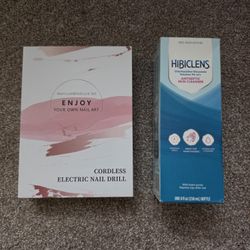 Cordless Electric Nail Drill Kit - Manicure & Pedicure Set (Rechargeable) + Hibiclens (8oz antiseptic skin cleanser)