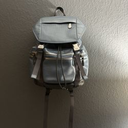 Authentic Coach Men’s Terrain Trek Perforated Leather Backpack - Steel Blue/Gray - Excellent Condition