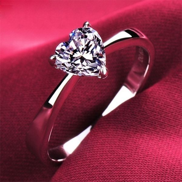 NEW Diamond Heart Shaped Ring for Women Engagement Proposal Anniversary Wedding Promise Ring