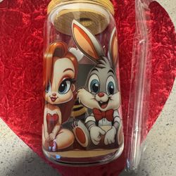Baby Roger Rabbit And Jessica Rabbit Glass Custom Tumbler