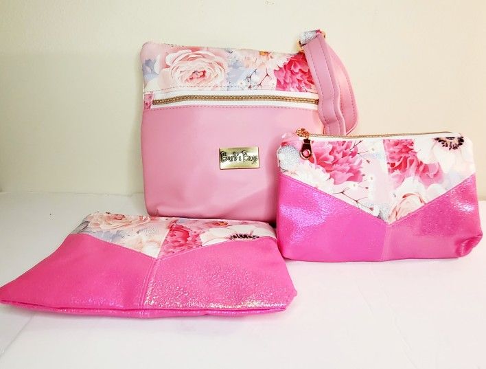 Barb's Bags Ladies Crossbody Bag Floral With Pouches 