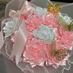 12 Pink And White Eternal Dahlia Flower Bouquet