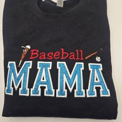Custom Embroidery Sweatshirt Baseball Mom Sweatshirt