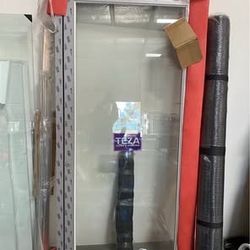 New  Commercial Teza Store Door 36 in. x 84 in. Right-Hand/Outswing Silver Aluminum Prehung