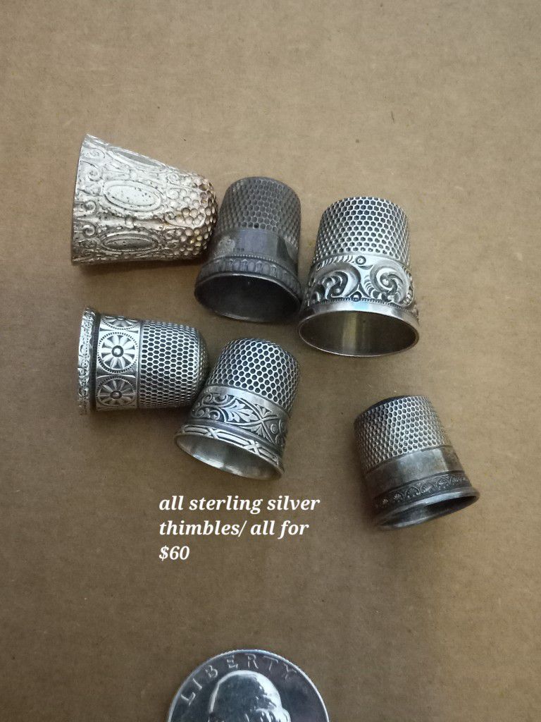 $60! Awesome Antique Sterling Silver Thimbal Collection 