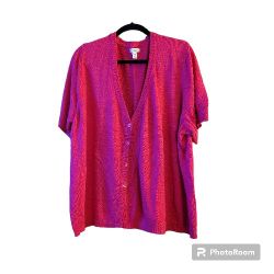 Croft &Barrow Lightweight Short Sleeve Sweater Red 3X