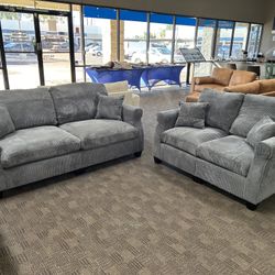 Grey Sofa And Love Seat Set 