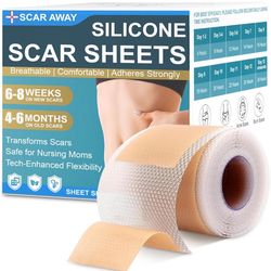  Silicone Scar Tape, Medical Grade Silicone Scar Sheets (1.6” x 60” Roll - 1.5M), Reusable Scar Removal Tape, Professional Scar Removal Solution for K