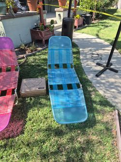 Vintage 80s  Jelly Tube Tri-Fold Chaise Lounge Chairs - Pair of 2
