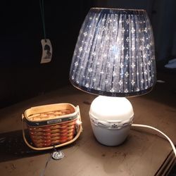 Longaberger Pottery Lamp With Shade And 2001 Inagural Badket