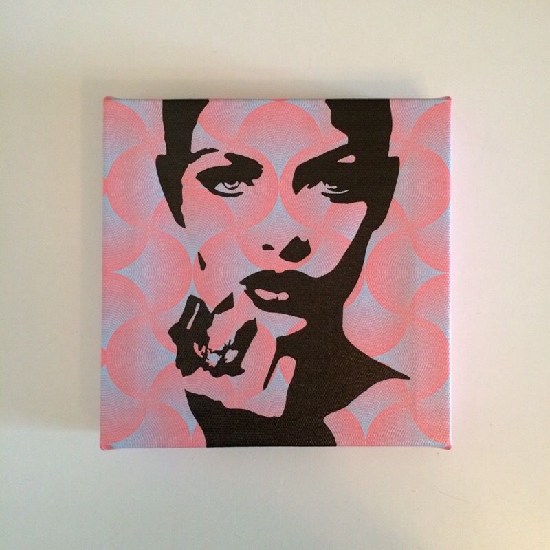 Pink blue pop art canvas