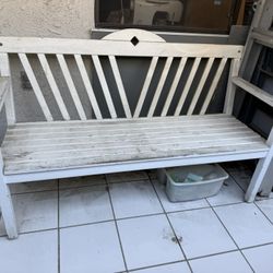 White Wooden Bench (measurements In Description)