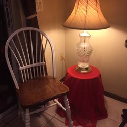 Elegant  Glass Lamp  With  Elegant Wood  Chair 
