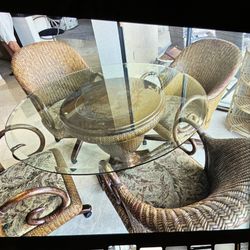 Glass Round Table With 4 Chairs