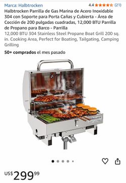Parrilla de gas y acero inoxidable nuevo en caja