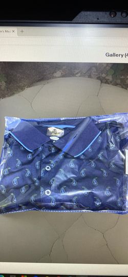 Greg Norman Play Dry Men’s Medium Blue Polo Shirt Cotton Blend Golf