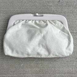 Vintage White Leather Frame Clutch Purse – Made in Italy