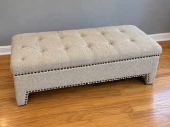 Tufted Upholstered Storage Bench with Nailhead Trim