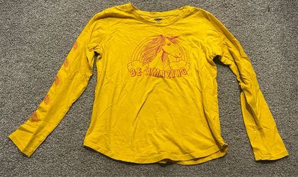 Girls 10/12 Yellow Unicorn Long Sleeve Shirt