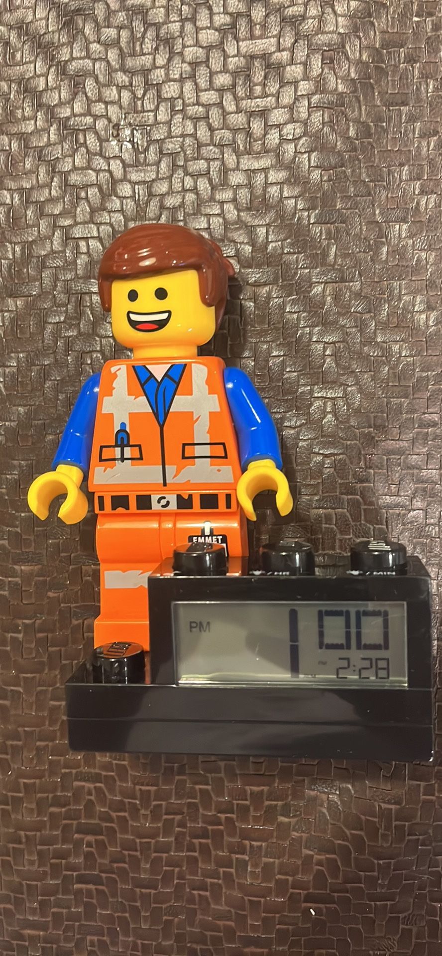 Emmet The Lego Clock! with Alarm, Snooze, Light Up Back Display, and He Talks