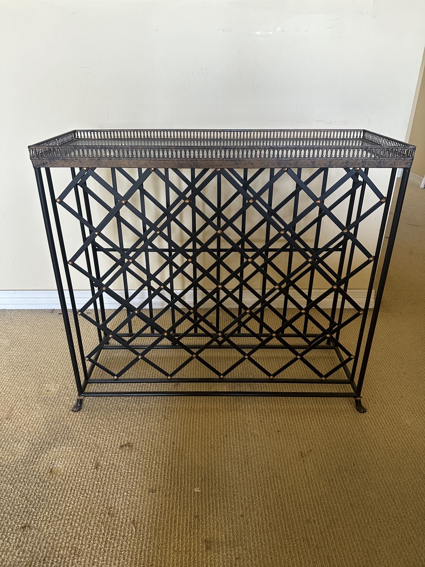 Marble Cocktail Table with Wine Rack below