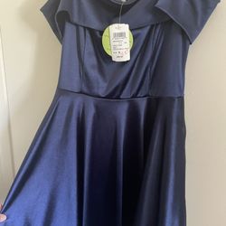WINDSOR Off the Shoulder Navy Dress (size S)