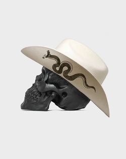 Off white cowboy hat with snake