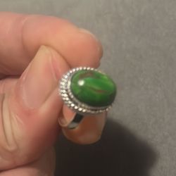 Gaspeite Ring size 6 Sterling