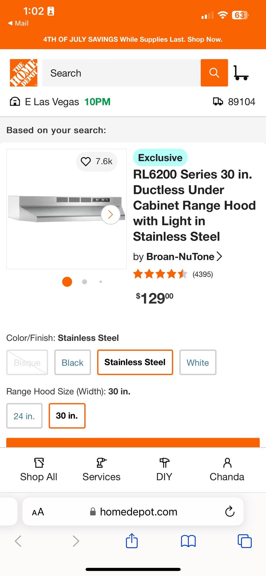 Broan-NuTone RL6200 Series 30 in. Ductless Under Cabinet Range Hood with Light in Stainless Steel