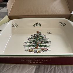 Christmas Tree Spode Rectangular Serving Dish
