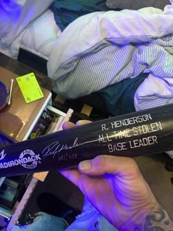 Rickey Henderson Signed Adirondack Commemorative Baseball Bat